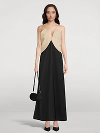 Draped Twill Slip Dress