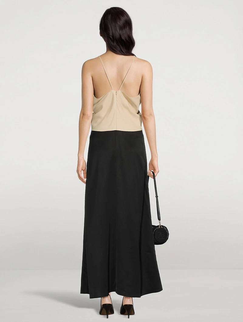 Draped Twill Slip Dress
