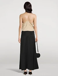 Draped Twill Slip Dress