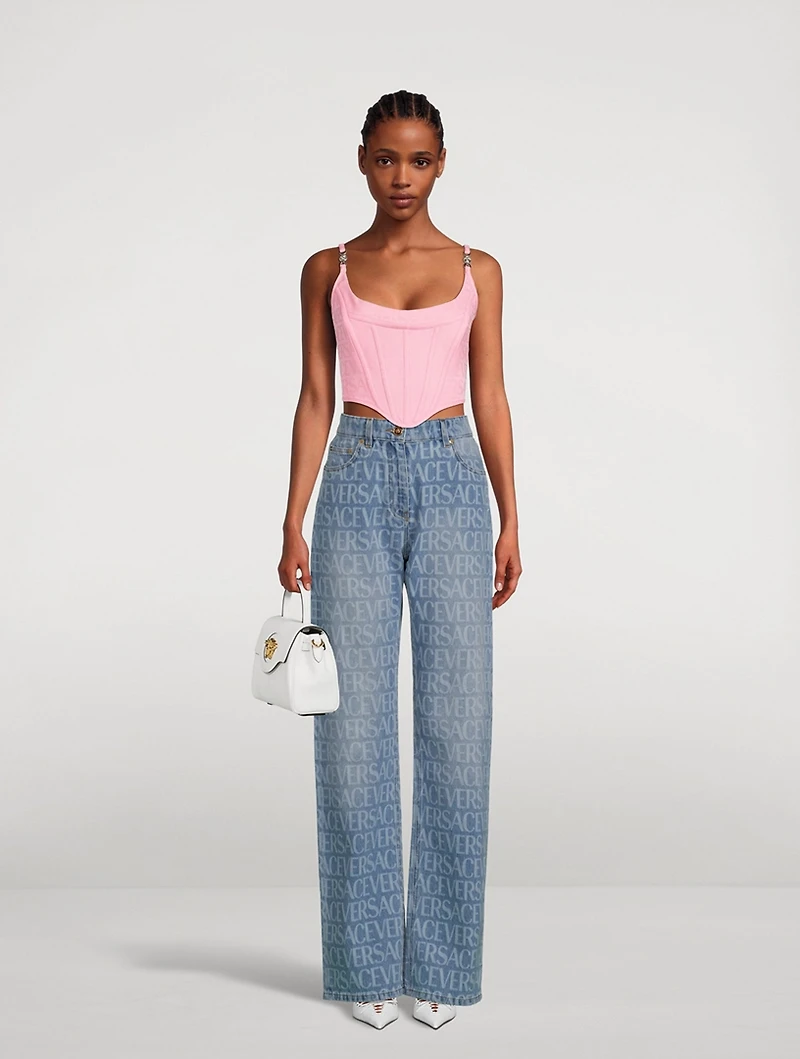 Versace Allover Wool Corset Top