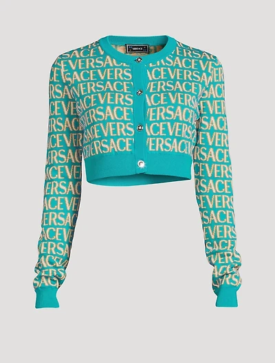 Versace Allover Cropped Cardigan