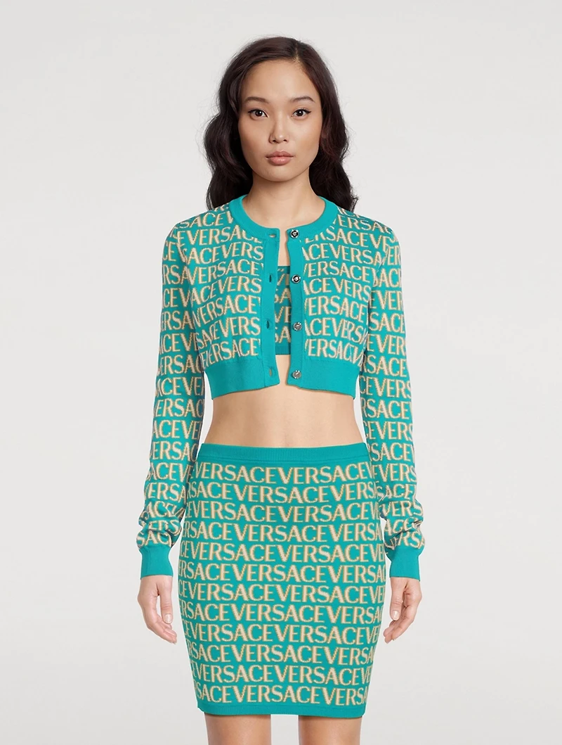 Versace Allover Cropped Cardigan