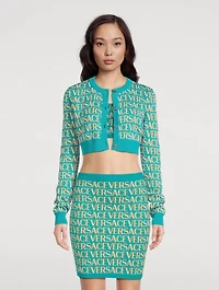 Versace Allover Cropped Cardigan