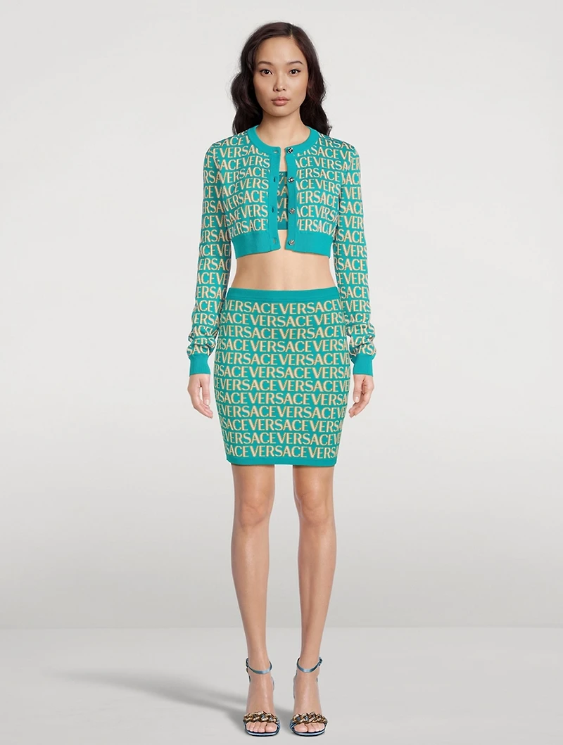 Versace Allover Cropped Cardigan
