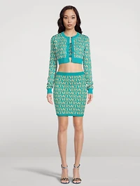 Versace Allover Cropped Cardigan