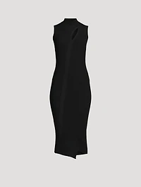 Slashed Turtleneck Midi Dress