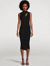 Slashed Turtleneck Midi Dress