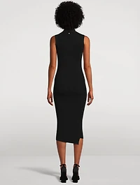 Slashed Turtleneck Midi Dress