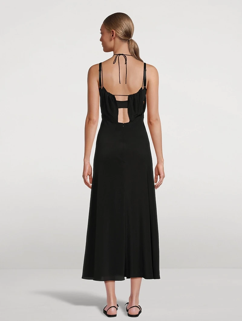 Gathered Halterneck Silk Maxi Dress