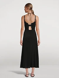 Gathered Halterneck Silk Maxi Dress