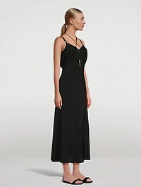 Gathered Halterneck Silk Maxi Dress