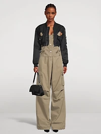 Cut-Out Cropped Bomber Jacket
