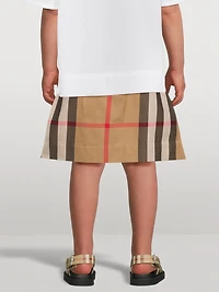 Exaggerated Check Cotton Pleated Skirt