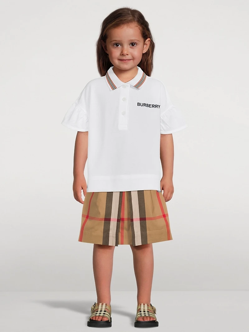 Exaggerated Check Cotton Pleated Skirt