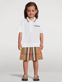 Exaggerated Check Cotton Pleated Skirt