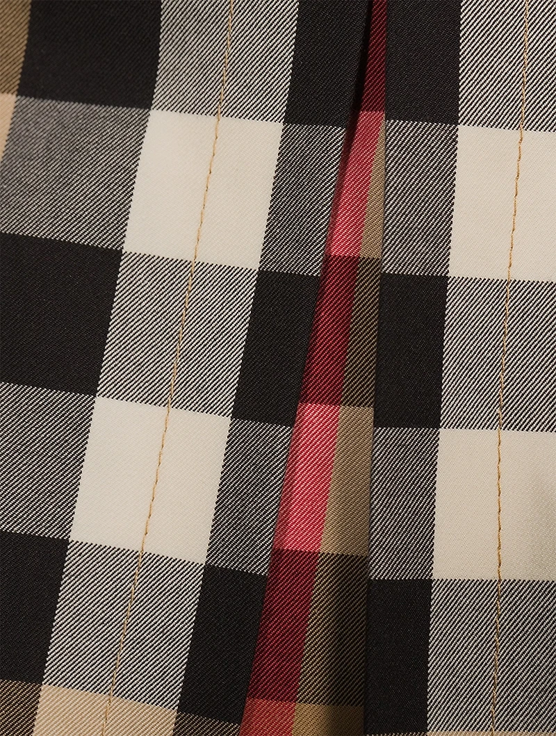 Exaggerated Check Cotton Pleated Skirt
