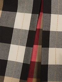 Exaggerated Check Cotton Pleated Skirt
