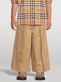 Cotton Wide-Leg Pants With Check