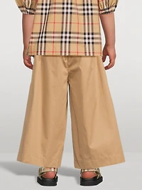Cotton Wide-Leg Pants With Check