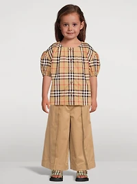 Cotton Wide-Leg Pants With Check