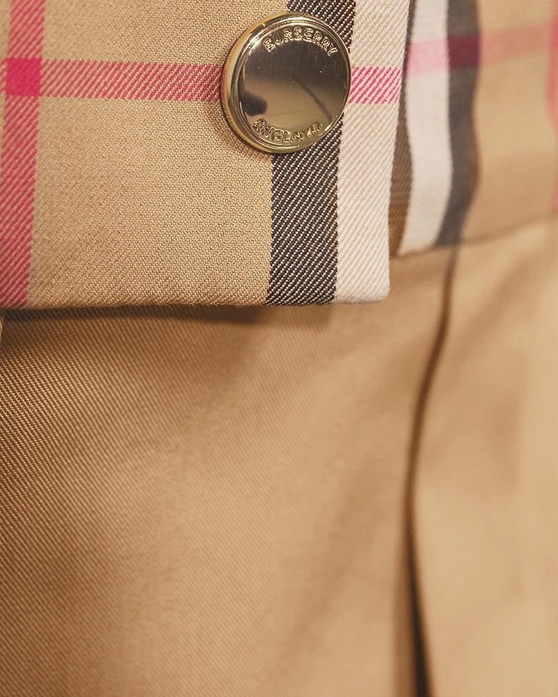 Cotton Wide-Leg Pants With Check