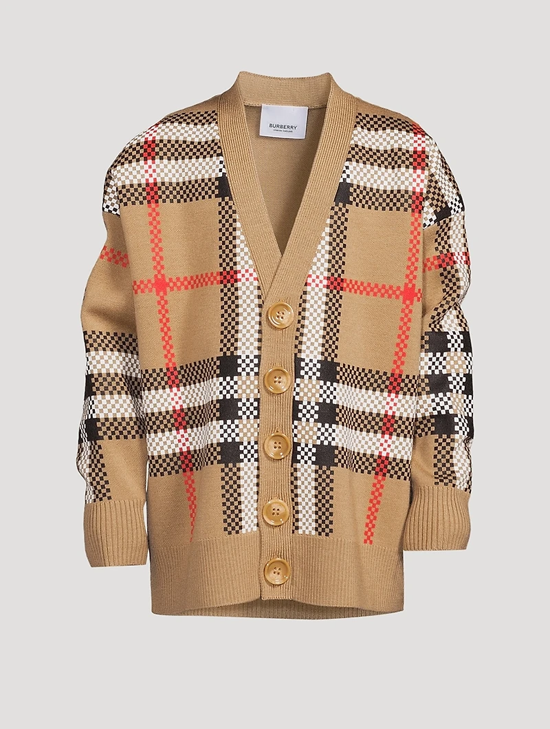 Check Wool Cardigan