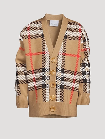 Check Wool Cardigan