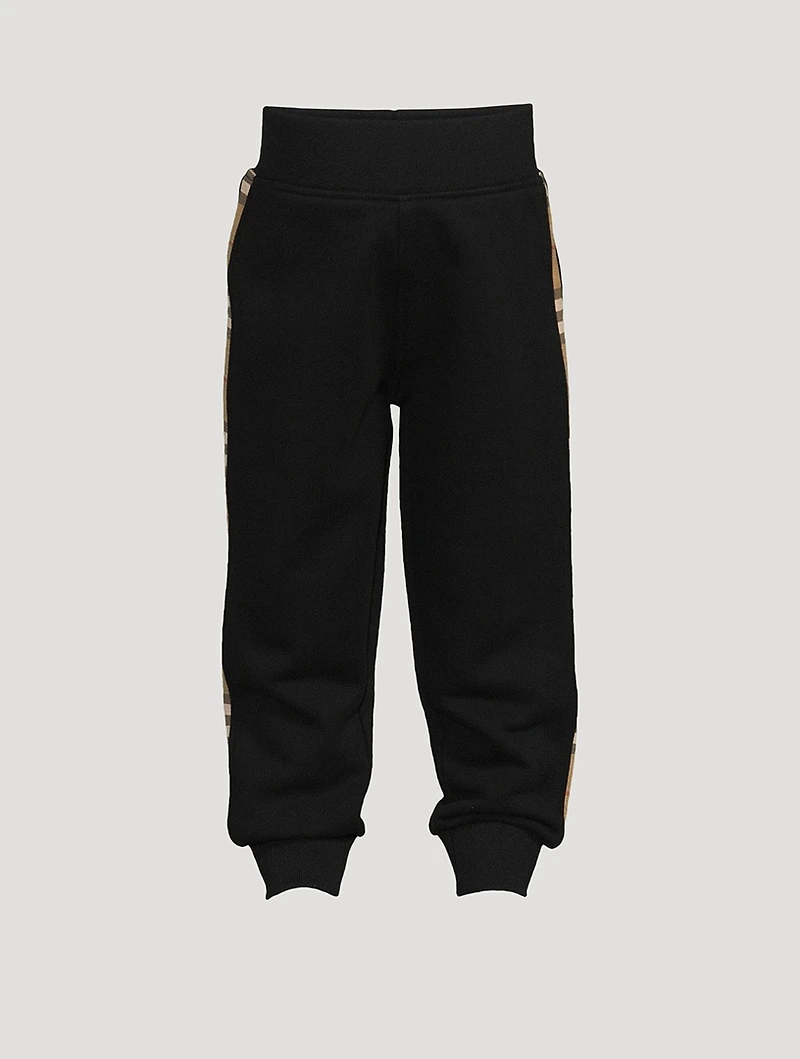 Check Panel Cotton Jogging Pants