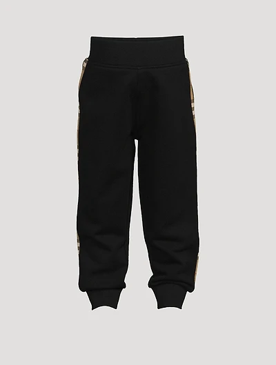 Check Panel Cotton Jogging Pants