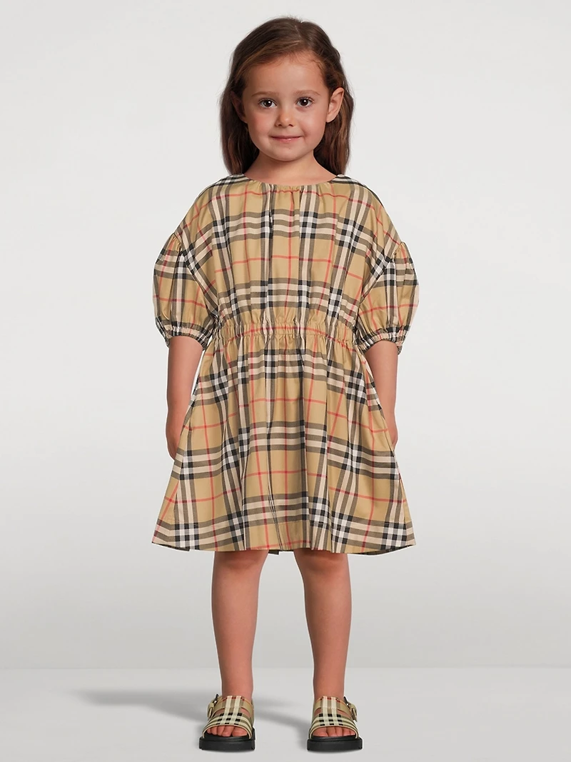 Puff-Sleeve Dress Check