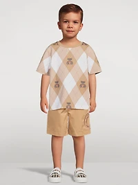 Cotton Argyle T-Shirt Thomas Bear Print