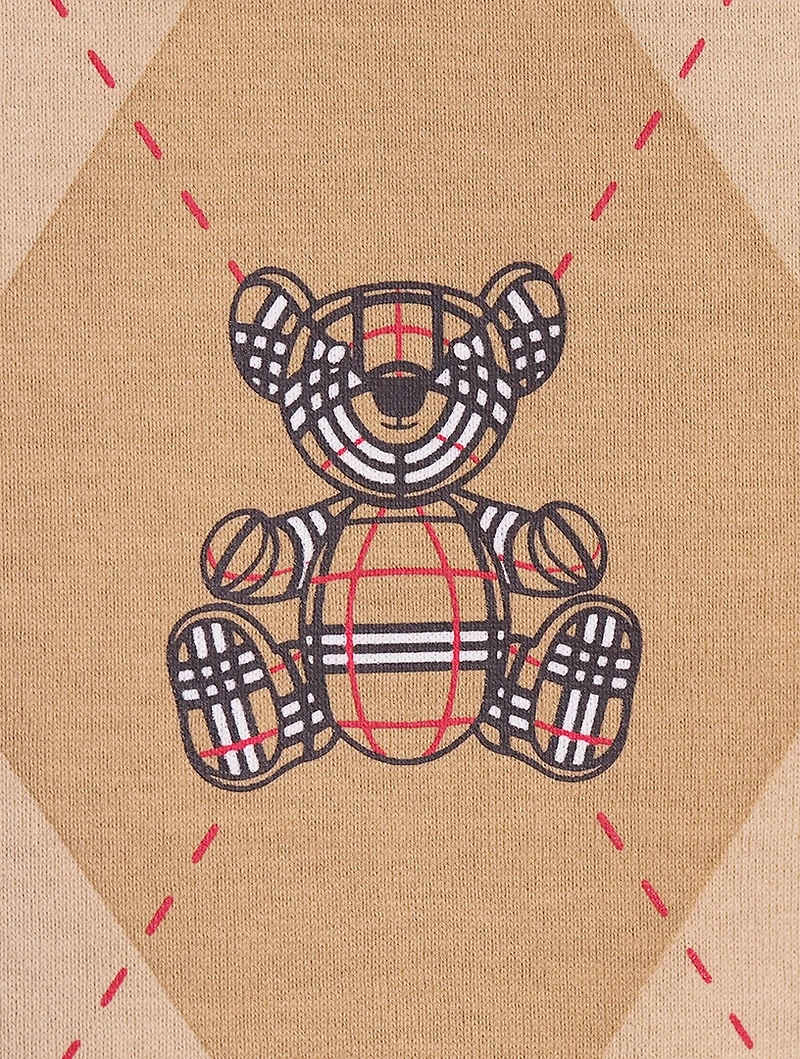 Cotton Argyle T-Shirt Thomas Bear Print