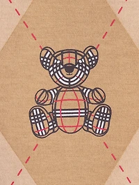 Cotton Argyle T-Shirt Thomas Bear Print