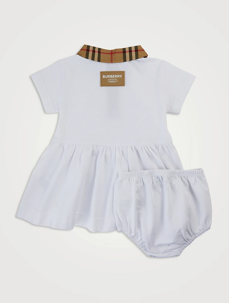 Two-Piece Short-Sleeve Dress Set With Check