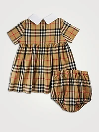 Two-Piece Short-Sleeve Dress Set Check