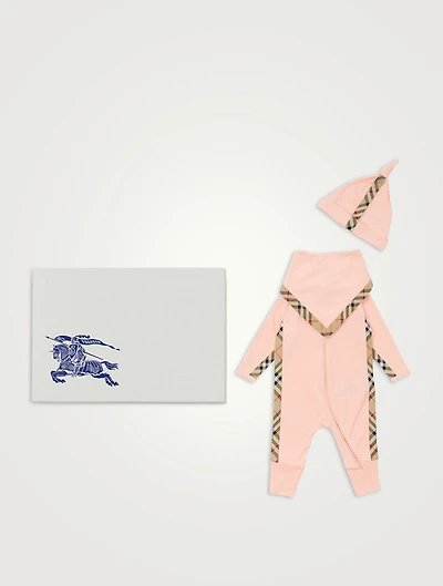 Three-Piece Jumpsuit Set With Check
