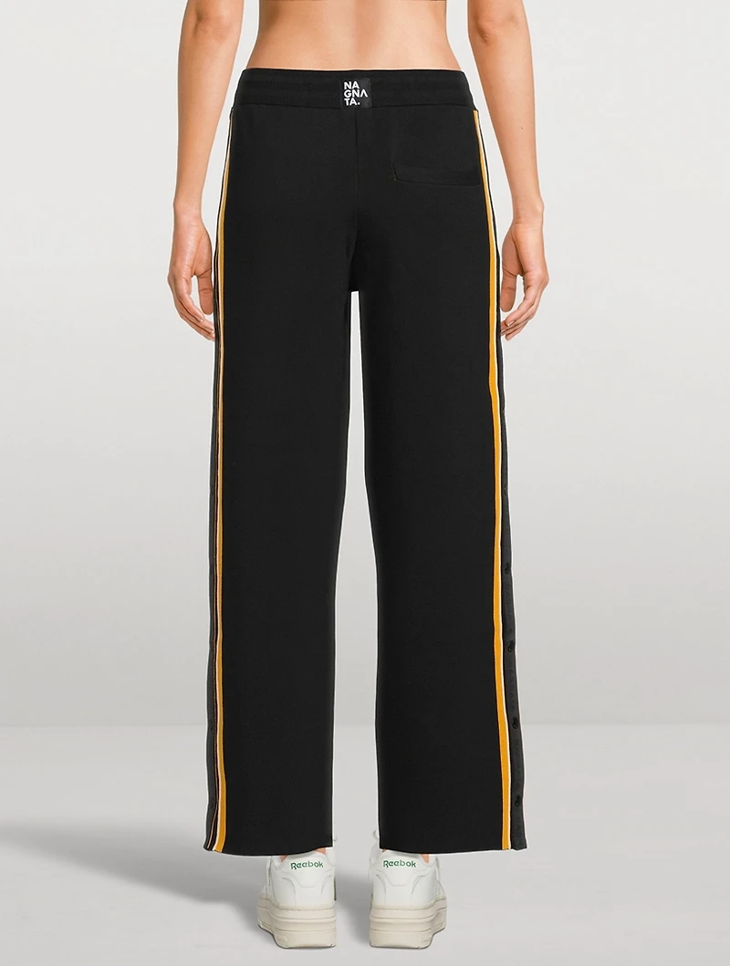 Side-Snap Organic Cotton-Blend Track Pants