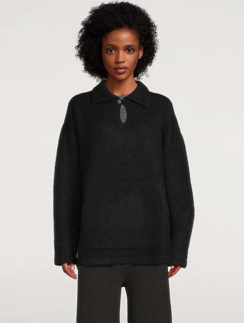 Felted Alpaca And Wool-Blend Polo Sweater