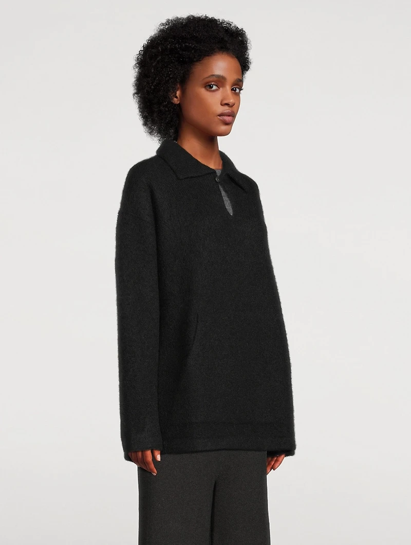 Felted Alpaca And Wool-Blend Polo Sweater