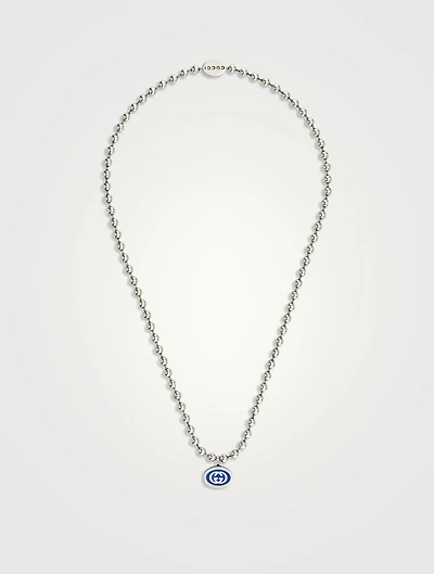 Interlocking G Silver Boule Chain Pendant Necklace