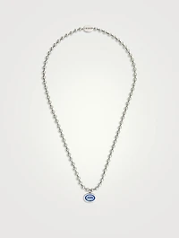 Interlocking G Silver Boule Chain Pendant Necklace