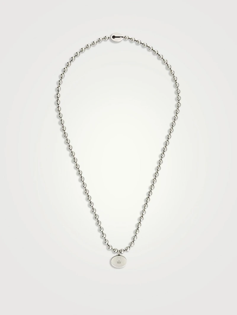 Interlocking G Silver Boule Chain Pendant Necklace