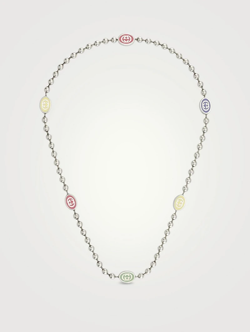Interlocking G Silver Boule Chain Necklace