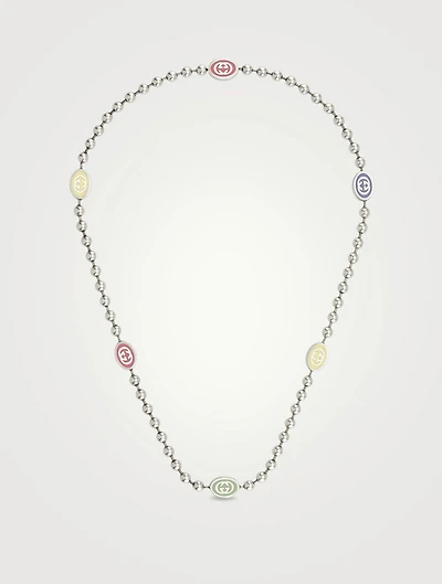 Interlocking G Silver Boule Chain Necklace