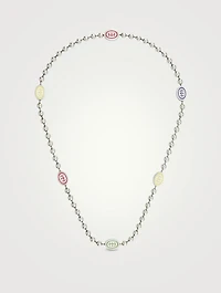 Interlocking G Silver Boule Chain Necklace