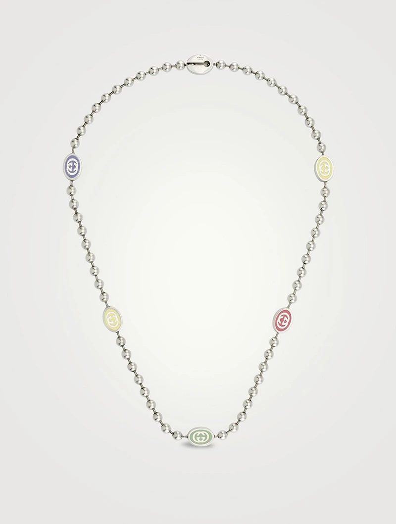 Interlocking G Silver Boule Chain Necklace