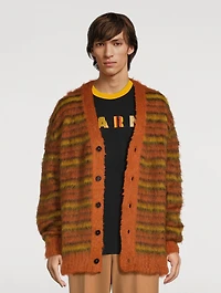 Mohair-Blend Striped Cardigan