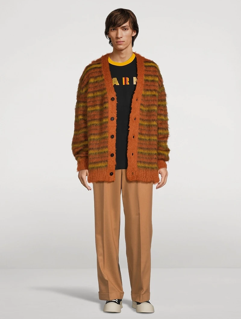 Mohair-Blend Striped Cardigan