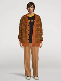 Mohair-Blend Striped Cardigan