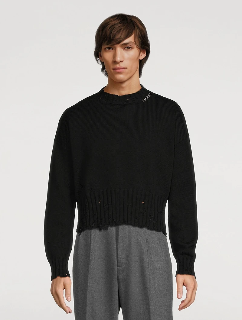Distressed Cotton Sweater